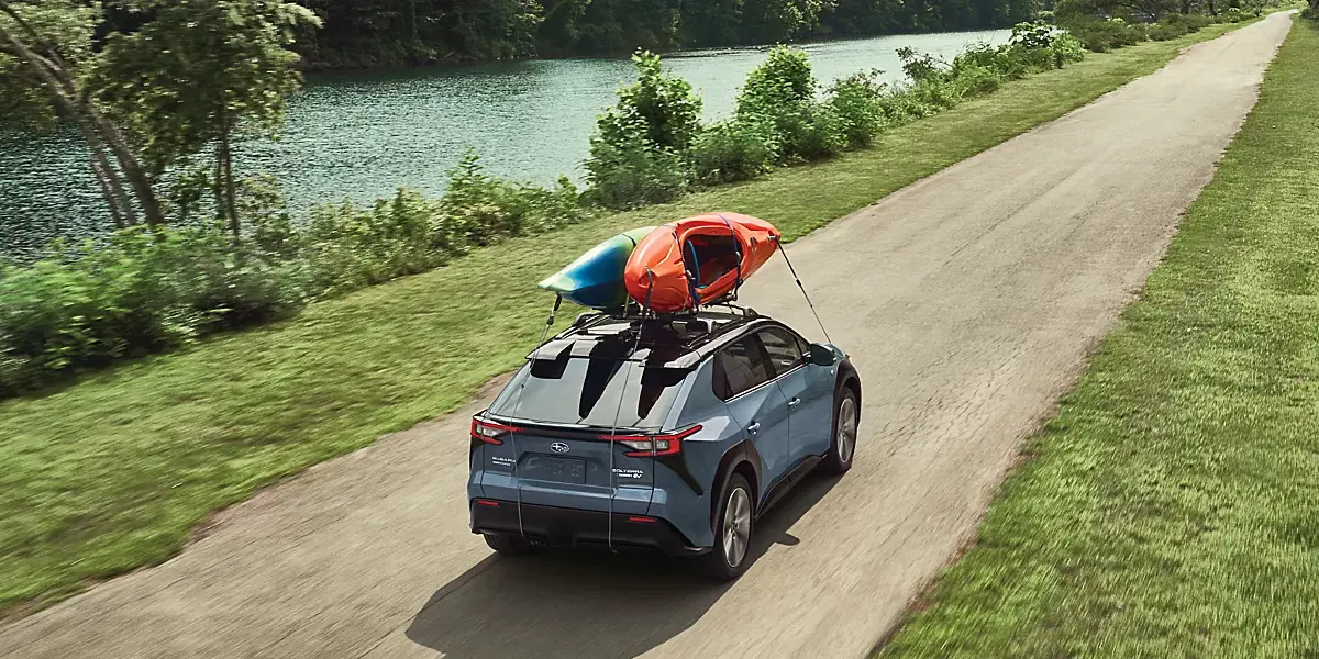 Subaru Solterra with Kayaks